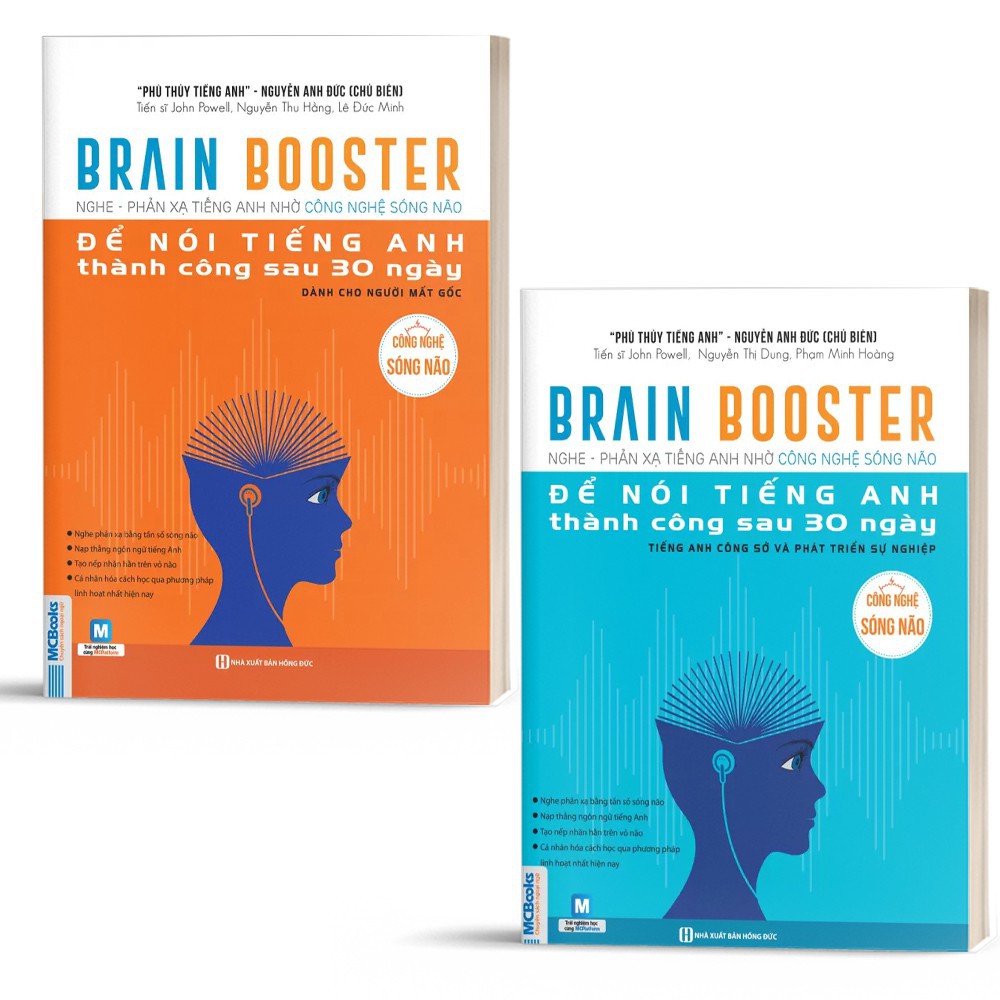 Sách - Combo 2 cuốn Brain Booster - Nghe phản xạ tiếng Anh nhờ công nghệ sóng não