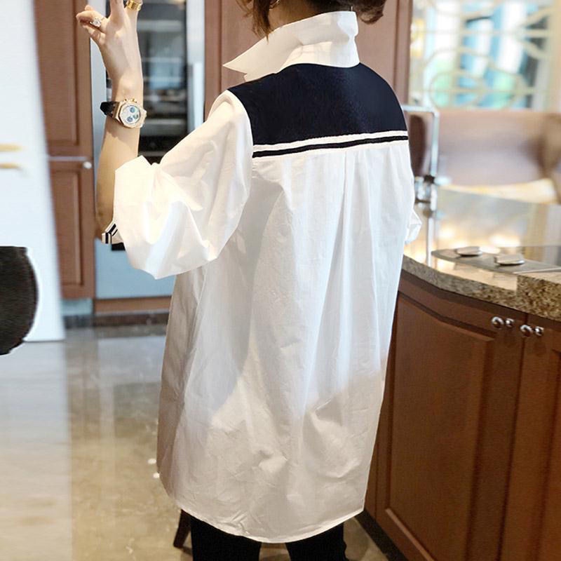 Áo Sơ Mi Tay Dài Giả Hai Lớp Dáng Rộng Phong Cách Hàn Quốc Thời Trang Mùa Xuân Cho Nữ Size S-3Xl