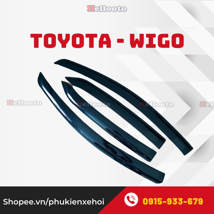 Vè Che Mưa Xe Toyota Wigo 2018 2019 2020,Màu Đen Bộ 4 Vè