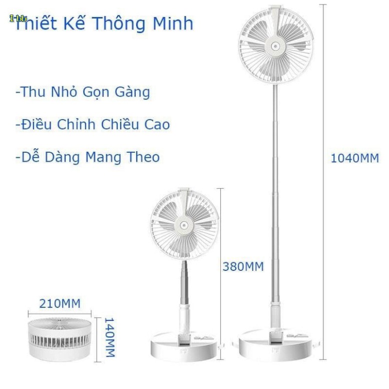 [BH 1 đổi 1] Quạt Tích Điện Gấp Gọn Đa Năng Cao Cấp Pin 7200mAh quạt mát liên tục lên đến 20 tiếng