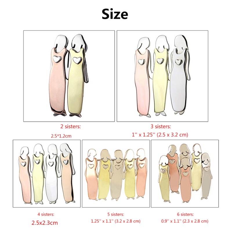 Seng Ghim Cài Áo Hình Chị Em Gái / Gia Đình / Bạn Thân Sang Trọng Cho Bạn Bè