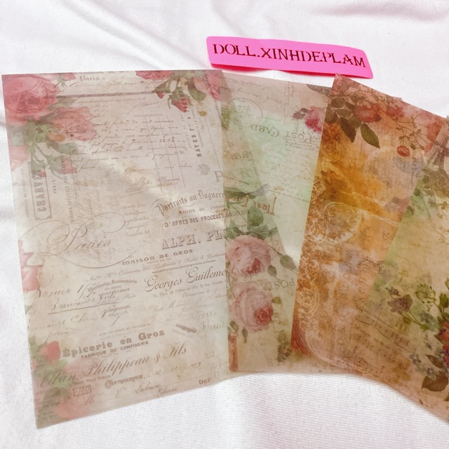 Giấy bìa vintage cổ điển làm planner buller journal srapbook