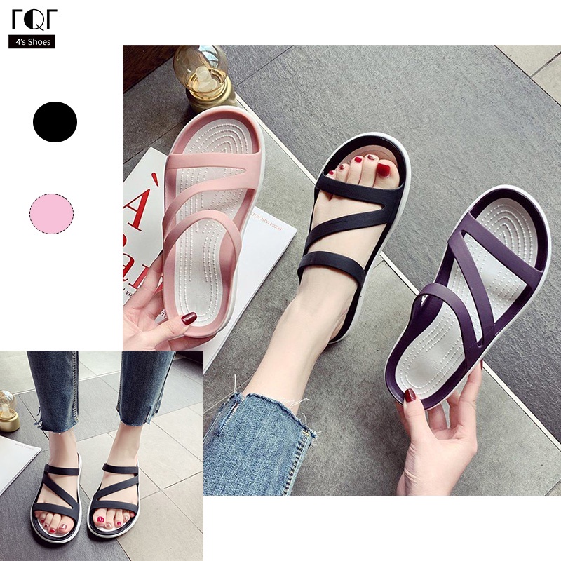 TQT Dép crocs nữ quai ngang nhựa cao cấp đi du lịch dạo phố kiểu dáng trẻ trung thời trang