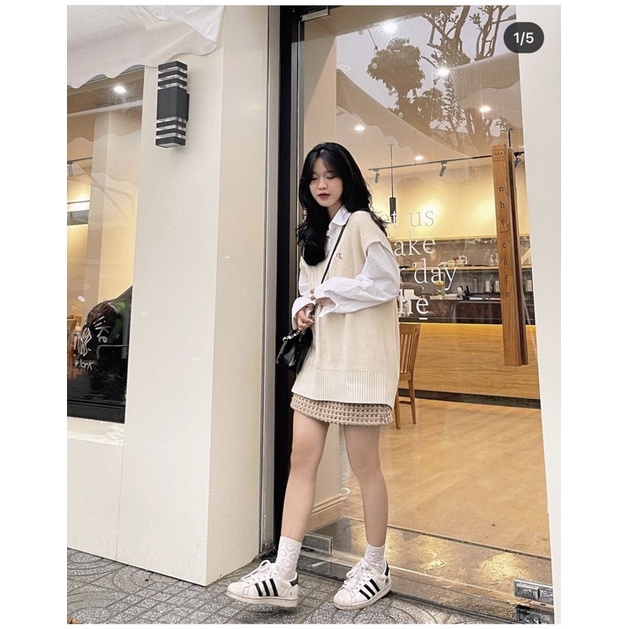 Áo len Gile CK Jennie màu kem cực xinh