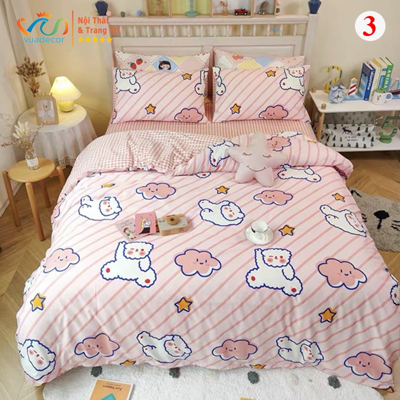 Chăn Ga Gối Cotton Poly Họa Tiết Động Vật Trang Trí, Decor Phòng Ngủ Phong Cách Hàn Quốc - Hàng Nhập Khẩu ( không ruột )