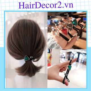 Dây cột tóc trang trí nhiều màu đẹp mắt hình mặt đá cho nữ