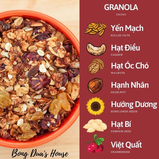 Granola ăn kiêng, giảm cân 500g - Vị matcha, cacao, mật ong