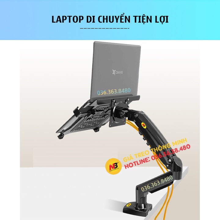 [ COMBO NB F80 + NB FP2 ] Giá Đỡ , Kẹp Latop - Máy Tính Bảng 10 -17 Inch / Kẹp Thành Bàn - Chính Hãng NorthBayou