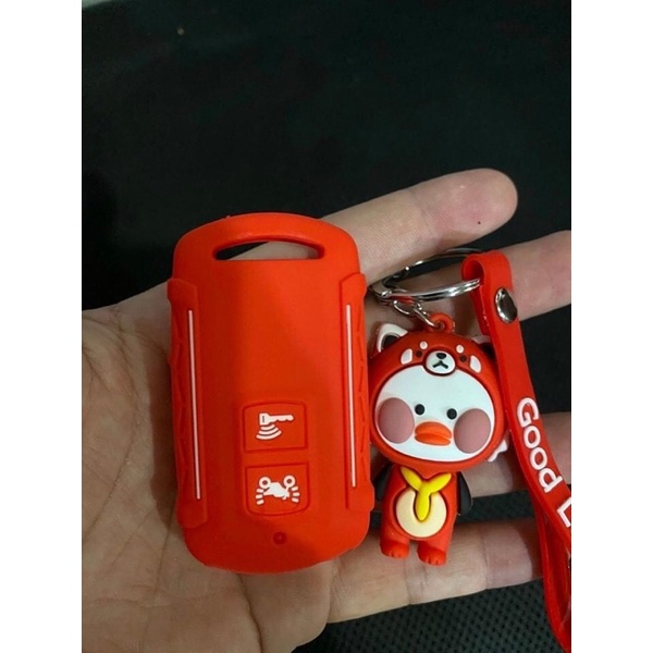 Bao bọc Remote 2 Nút Smartkey Honda Tặng Kèm Móc Khoá Hoạt Hình 3D Cao Cấp