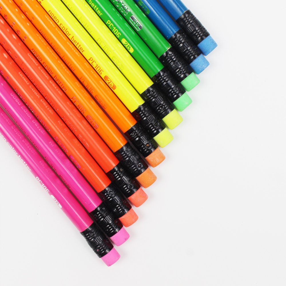 Hộp 12 cây Bút chì gỗ Neon Stacom 2B PC106