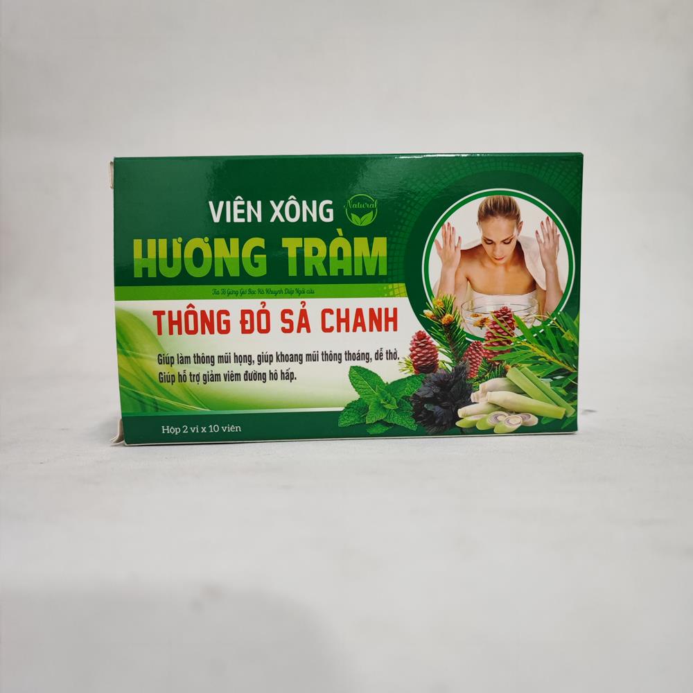 Viên tinh dầu xông mũi họng Sả chanh Tràm Gừng ..dùng trực tiếp pha vào nước-Hộp 20 viên- mã 45001