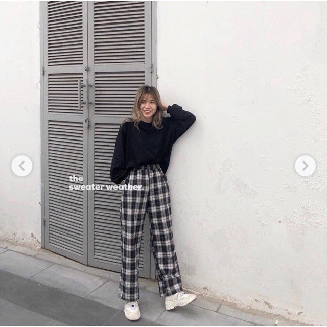 Quần Cul / Quần Unisex Nam Nữ [ ống suông kẻ caro nữ ]- freesize dưới 70 kg | BigBuy360 - bigbuy360.vn