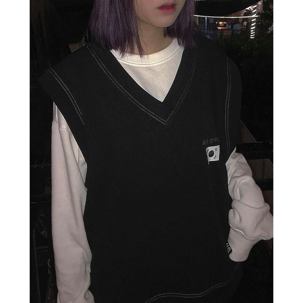 < Tặng Giấy Thơm > Áo Gile Thêu Cờ Hàn Quốc - 100% COTTON [ Form UNISEX ] | BigBuy360 - bigbuy360.vn