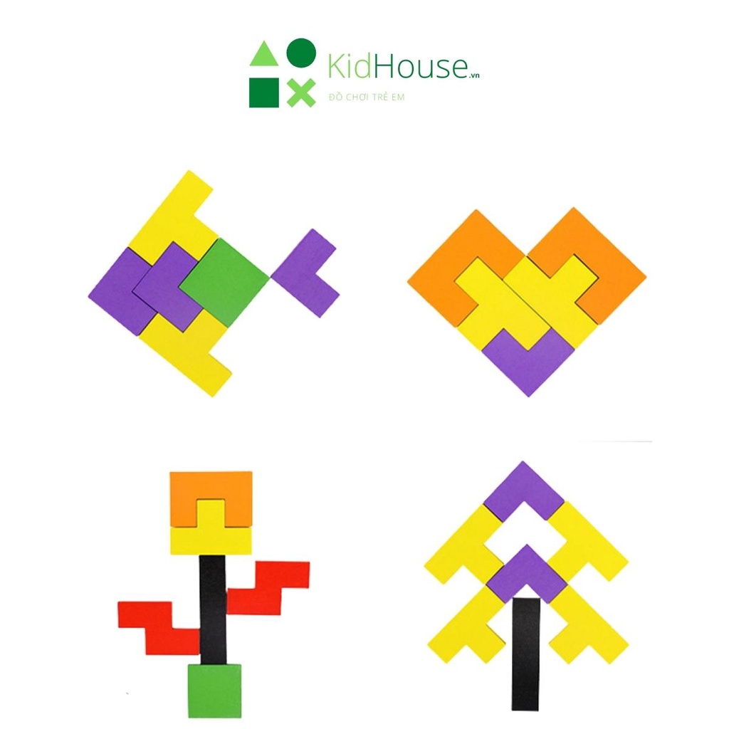 Bộ đồ chơi xếp hình Tetris Montessori cho bé 2 đến 3 tuổi phát triển trí tuệ KidHouse.vn