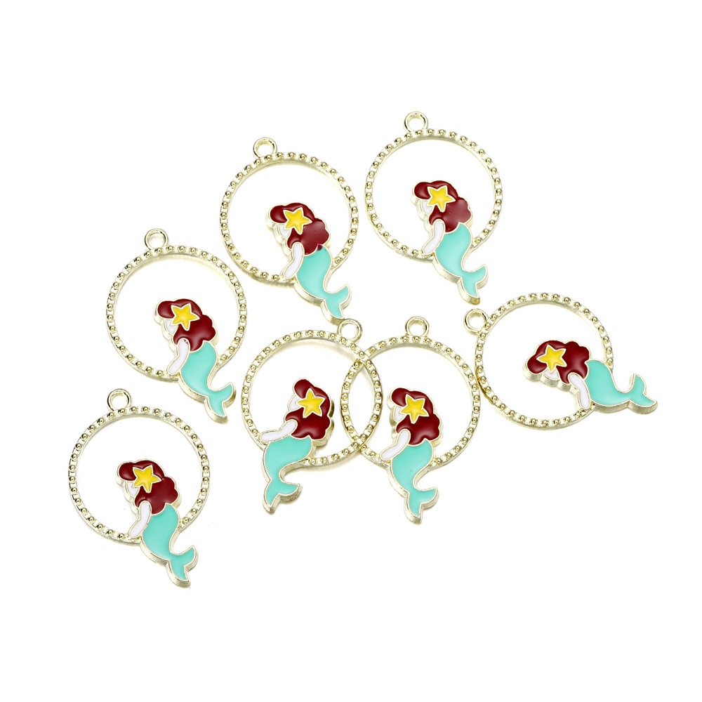 Set 10 mặt dây chuyền St.kunkka bằng hợp kim hình tròn họa tiết lá phong và sao biển dùng làm móc khóa/ khuyên tai