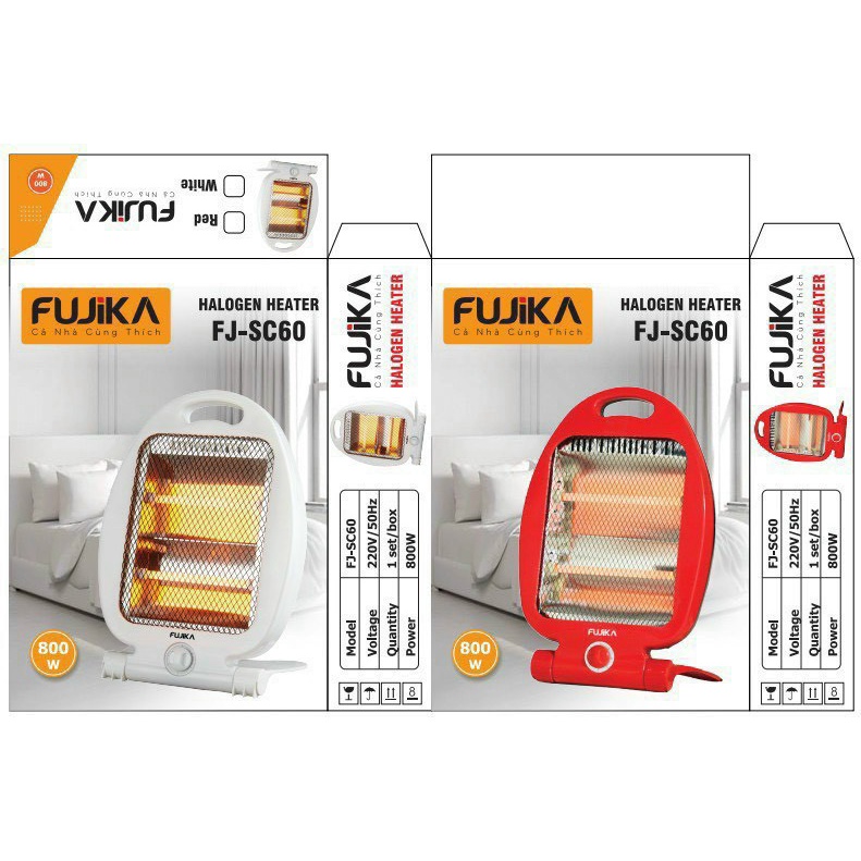 Quạt, đèn máy sưởi Halogen FUJIKA FJ-60A 2 bóng, sưởi ấm nhanh, tỏa nhiệt đều giữ oxy, không làm khô da và không khó thở