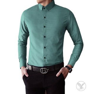 Sơ mi lụa trơn xanh xám cực chất