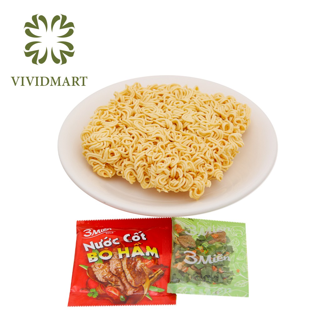 MÌ ĂN LIỀN 3 MIỀN GOLD CHUA CAY THÁI / TÔM CHUA CAY ĐẶC BIỆT / BÒ HẦM RAU THƠM - GÓI/75g - UNIBEN Ba Miền