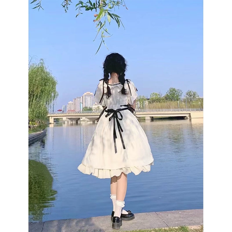 Váy Búp Bê Công Chúa Eo Cao Viền Nấm Cánh Hoa Ngọt Ngào Phong Cách Nhật Bản Thời Trang Mùa Hè Cho Nữ Sinh