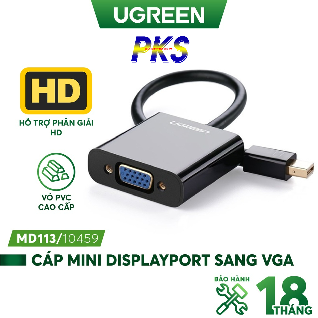 Cáp Mini Displayport to VGA Ugreen 10459 Hàng chính hãng