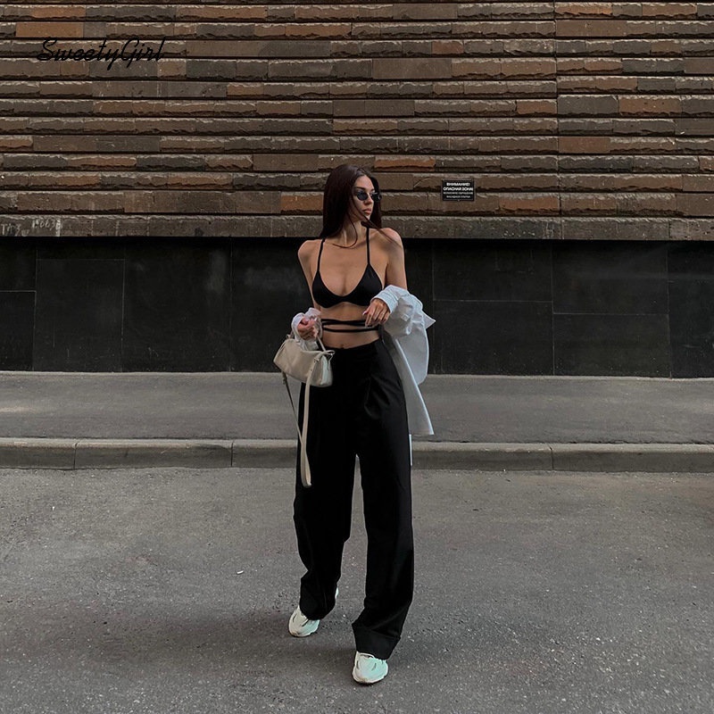 Áo Tank Top Cổ Chữ U Màu Đen Trơn Thời Trang 2022 Quyến Rũ Cho Nữ