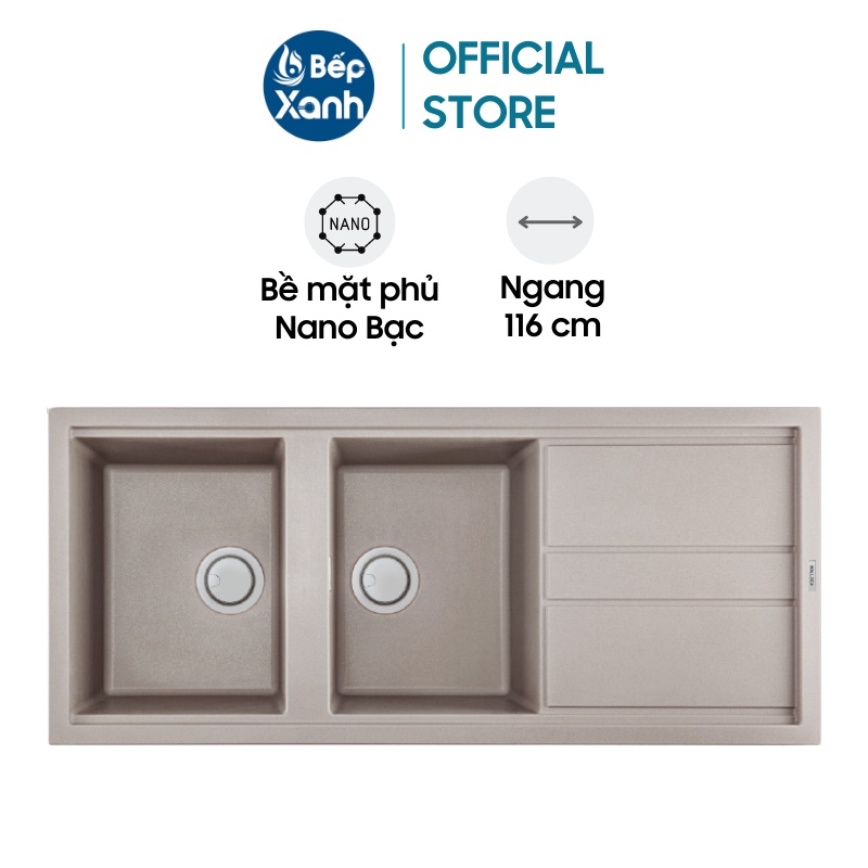 Chậu Rửa Chén Đá Malloca Tortora K-50043 (Màu Đất) - Ngang 116cm - Phủ Nano Bạc