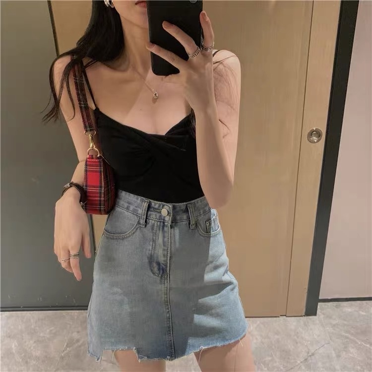 MS713 Áo hai dây nữ dệt kim kiểu xoắn ngực Quảng Châu