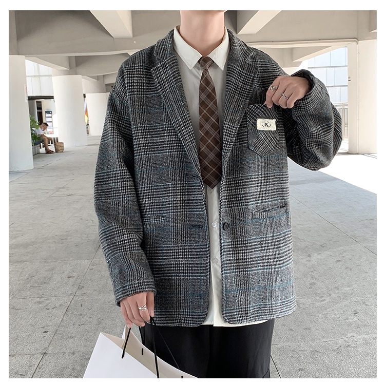 Áo blazer caro unisex BZ09 Mrhero form rộng màu xám retro thời trang Hàn Quốc M.RO