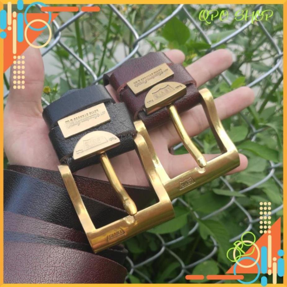 ✅ Da Thật Khóa Đồng Đúc Nguyên Khối ✅ Thắt Lưng Da Bò Nguyên Tấm Trơn -  - Bảo Hành 12 Tháng - LEVI'S