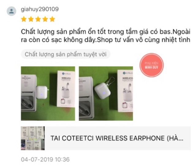 Tai COTEetCI Airpods Wireless Earphone (Hỗ trợ sạc ko dây, tặng kèm bao airpod và móc khoá) | BigBuy360 - bigbuy360.vn