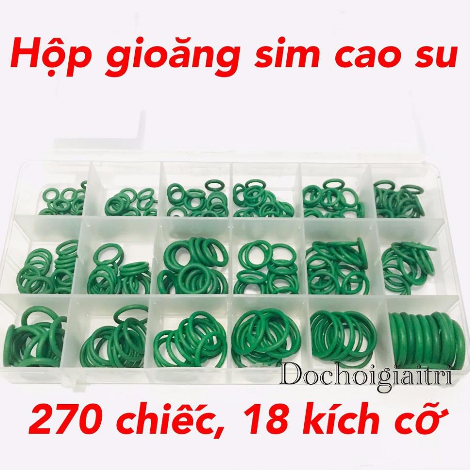 Hộp gioăng sim vòng đệm cao su thay thế màu xanh 270 vòng 18 cỡ cao cấp chịu dầu chịu nhiêt