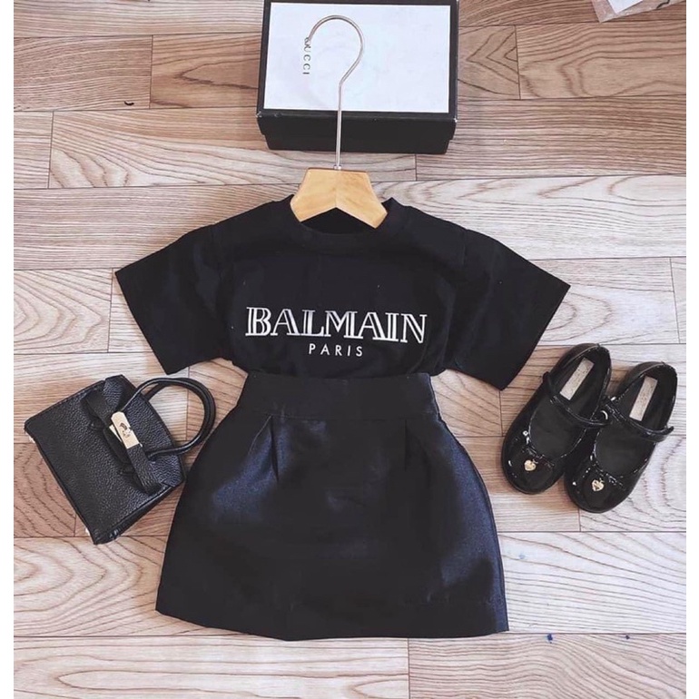 Set áo kèm chân váy tacta cho bé