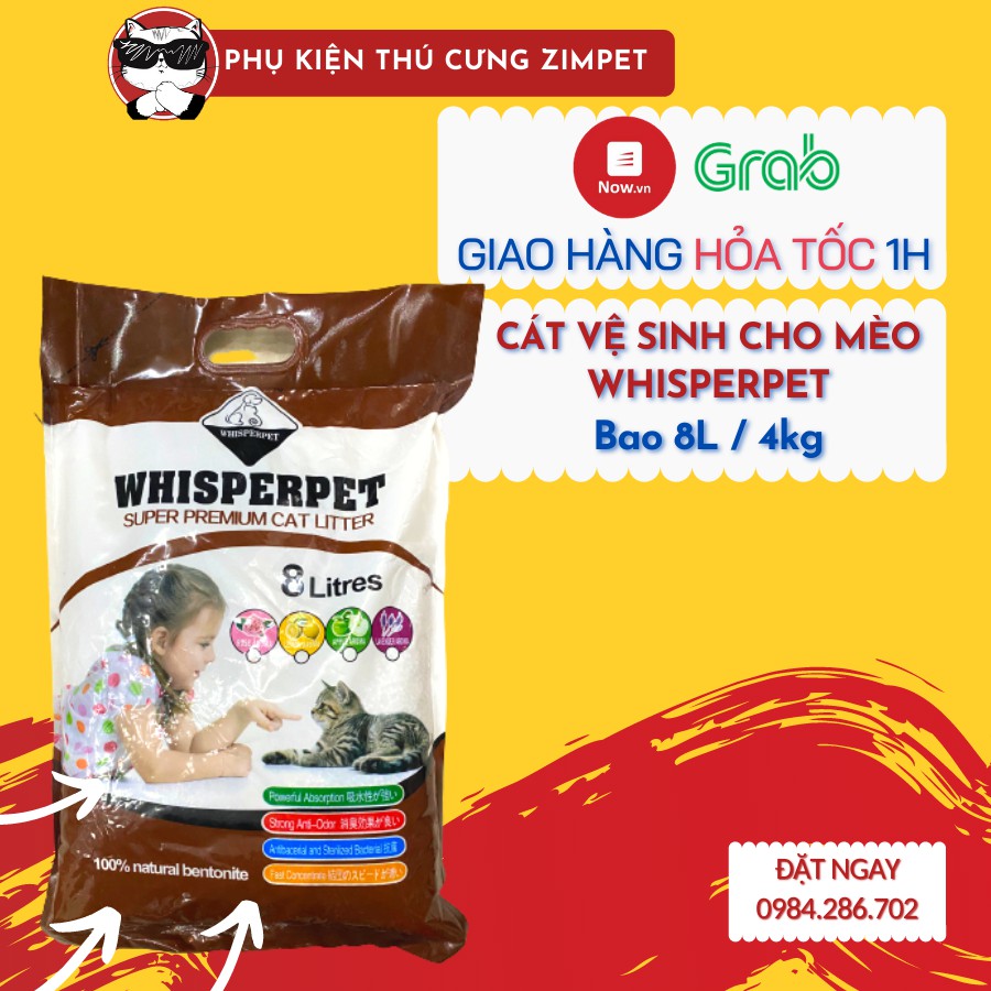 Cát vệ sinh Whisperpet 8L hương cafe - Cát vệ sinh cho mèo Whisperpet vón cục tốt bao 8L 4kg - Cát vệ sinh cho thú cưng