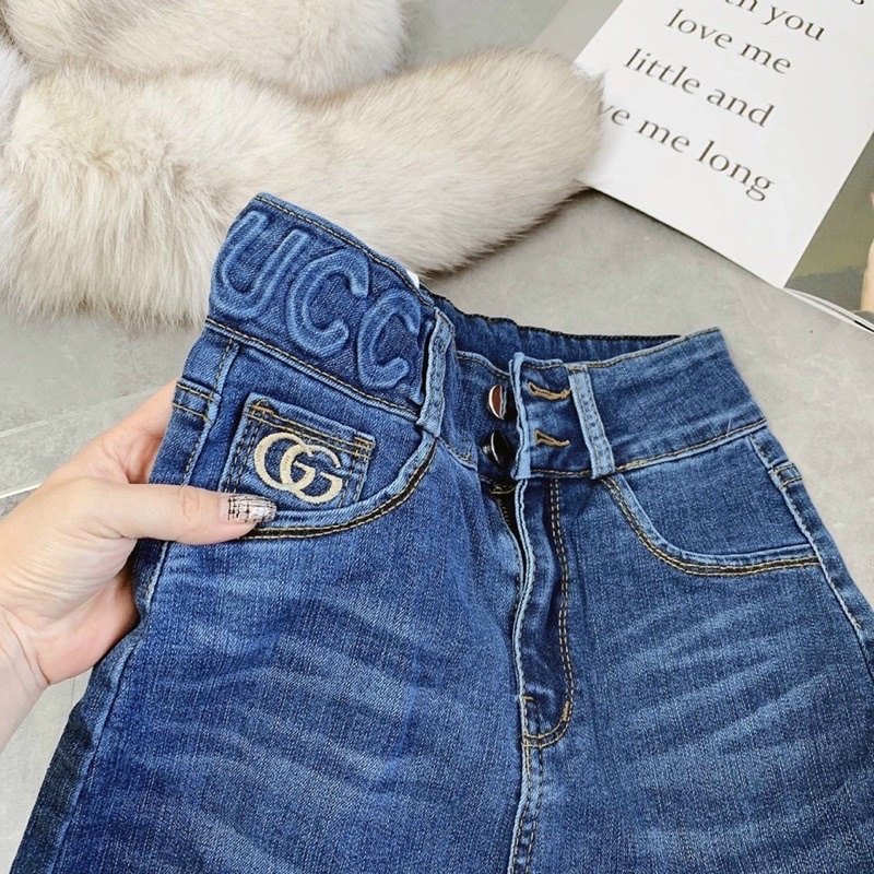 Quần baggy bò thêu chữ GG hàng đẹp