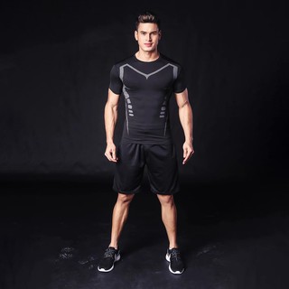 Áo Legging - Áo Giữ Nhiệt Chuyên Thể Thao Nam Cộc Tay Đen Có Hình