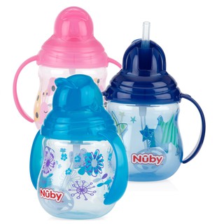 Bình uống nước ống hút Silicone 360 độ, 2 tay cầm, dung tích 270ml