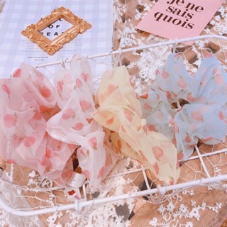 🍑 Dây buộc tóc scrunchies trái đào dễ thương cho bạn nữ