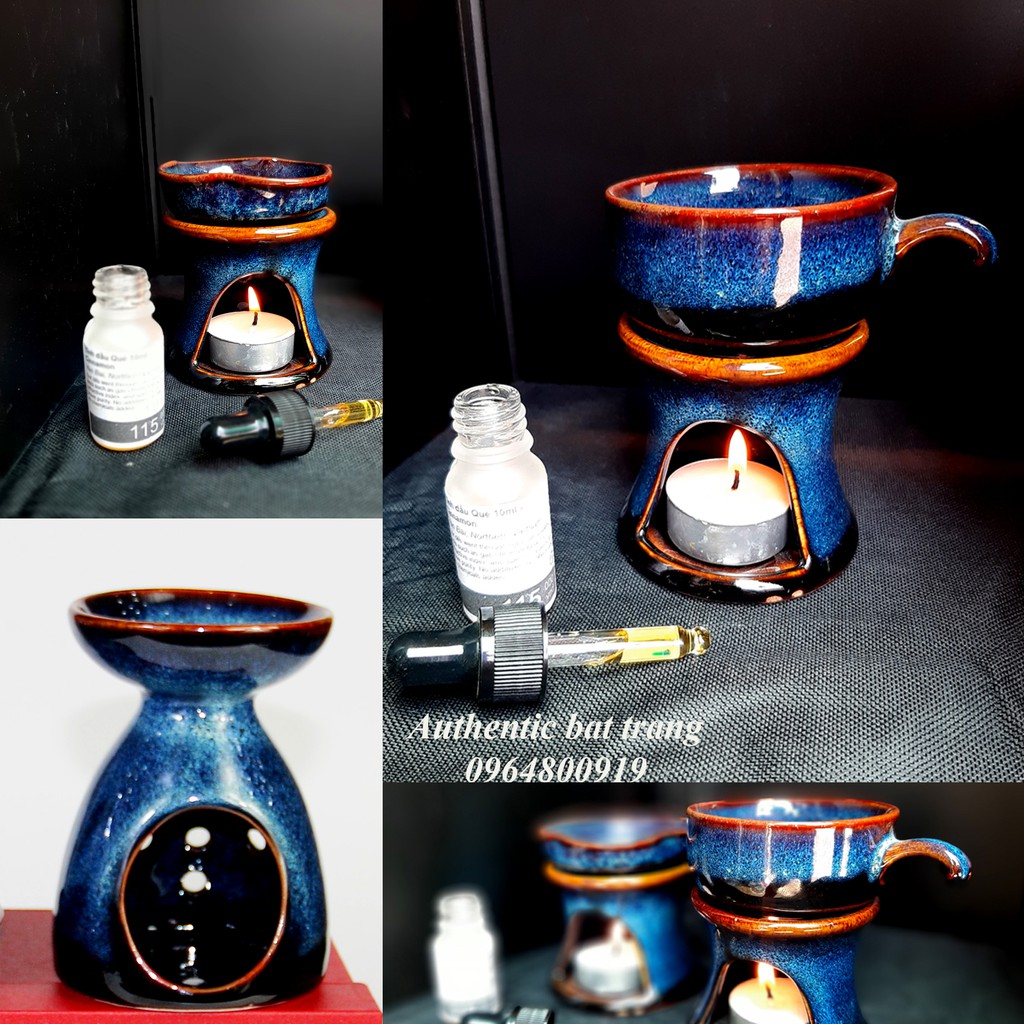 Bộ đốt cà phê, tinh dầu OANH GIA AUTHENTIC BAT TRANG - Men hỏa biến cao cấp