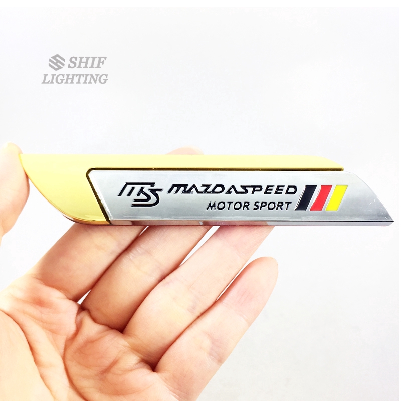 2 x Gold Metal MS MAZDA SPEED Logo Car Auto Body Fender Decorative Emblem Badge Decal Sticker For MAZDA