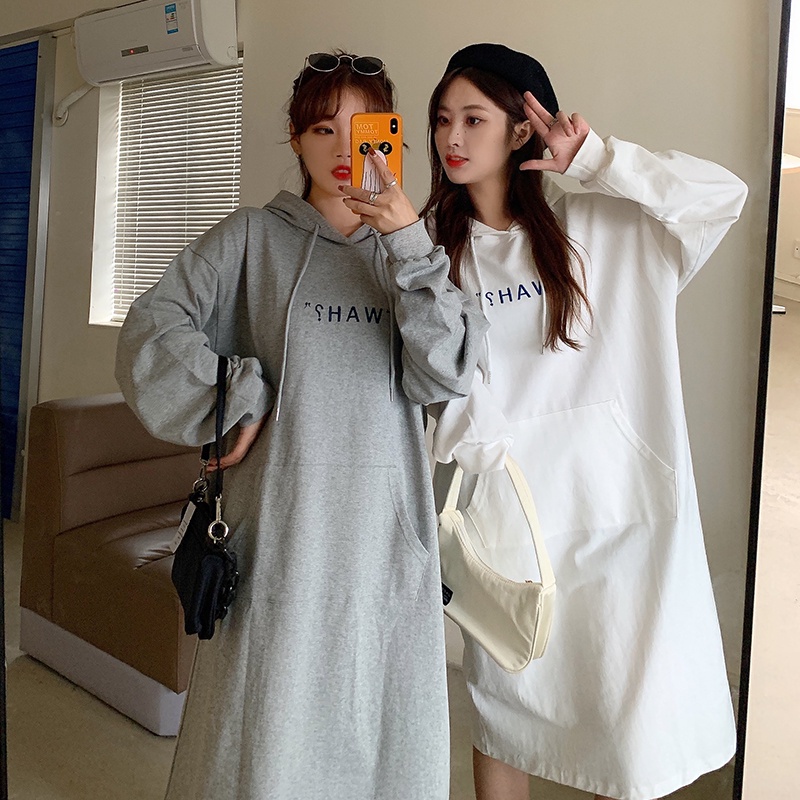 SUXI Đầm Midi Tay Dài Dáng Rộng Thiết Kế Đơn Giản Cho Phái Nữ