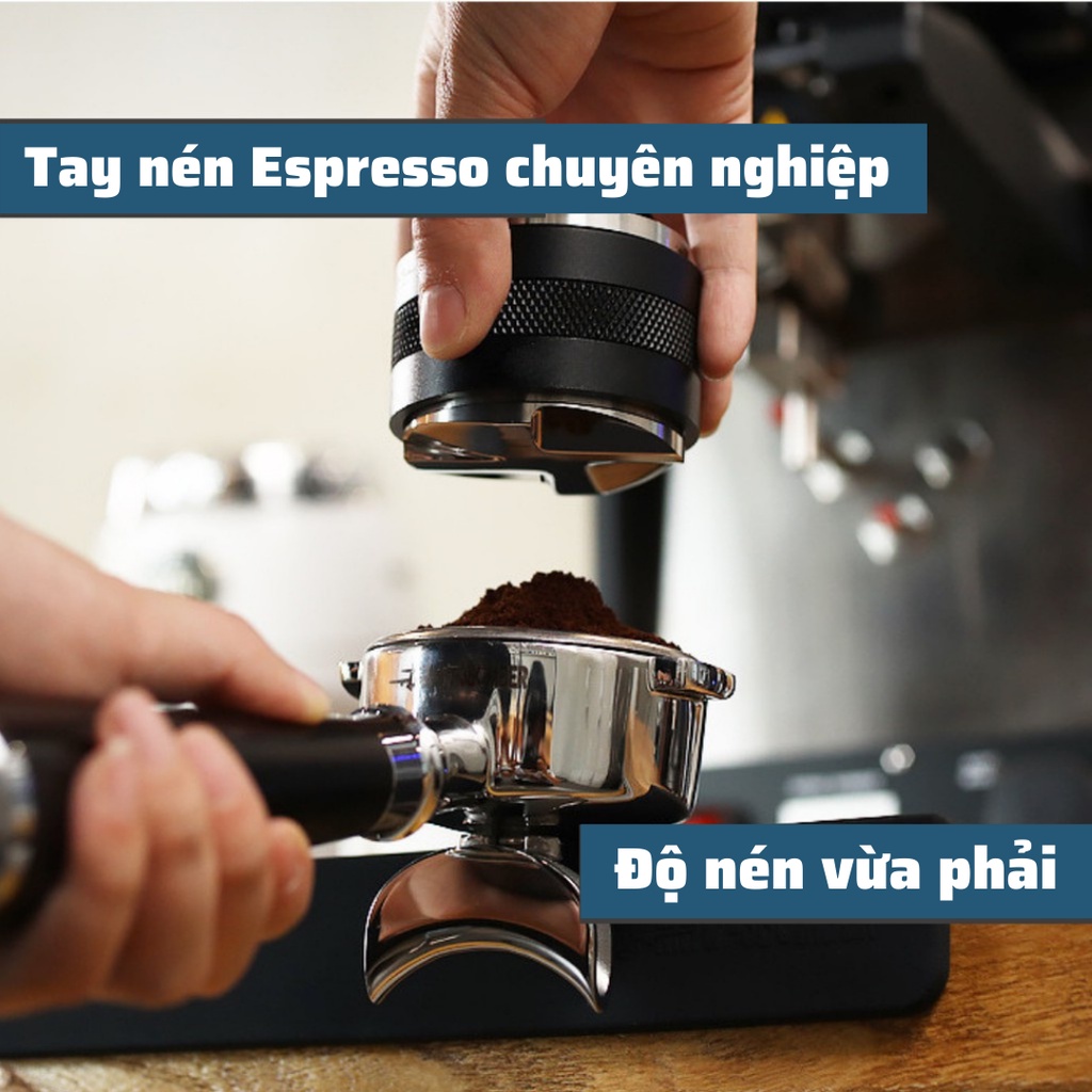 Tay nén Tamper OCD 53mm dụng cụ nén cà phê 3 lưỡi pha Espresso cafe Arabica Inox cao cấp đường kính 51-53-58mm