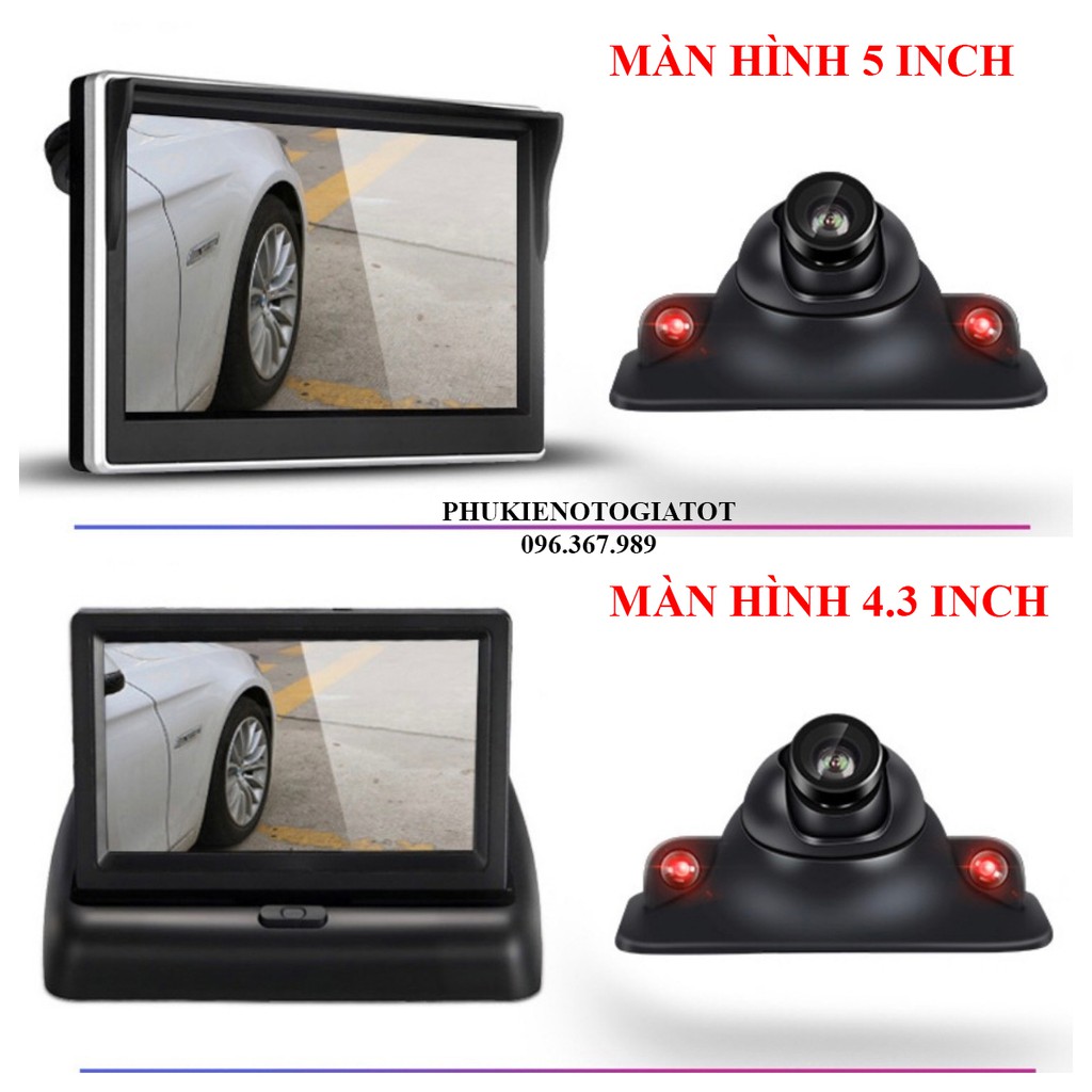 Bộ camera căn lề ô tô, xe hơi YOELBAER không cần khoan gương, màn hình LCD dễ dàng lắp đặt
