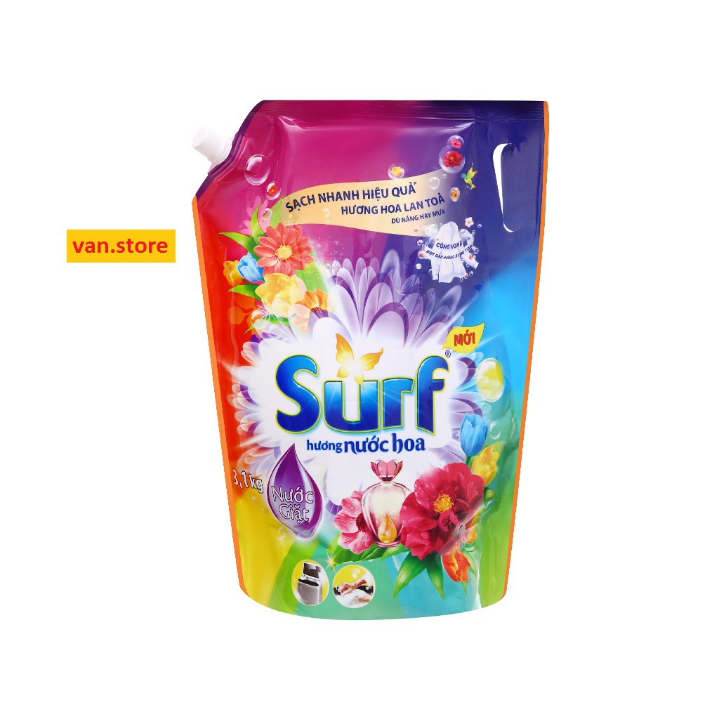 Nước Giặt Surf Hương Nước Hoa 3,1Kg (Mẫu Mới Có Nắp)