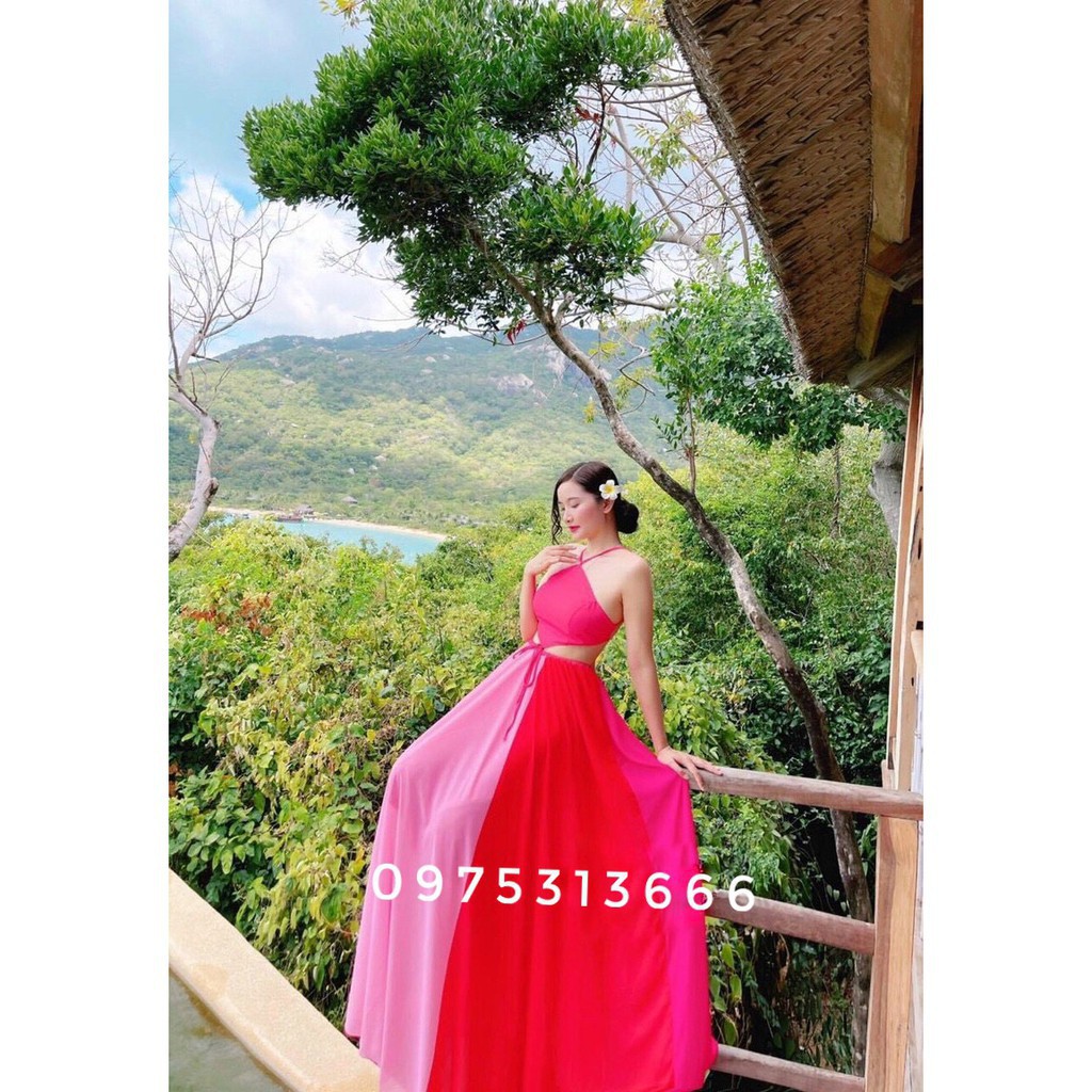 Đầm Maxi, Váy Maxi Đi Biển V90, Chất Lụa Chiffon, Mềm Mát, Phối Màu Đẹp Ngất Ngây, Siêu Phẩm Của Tín Đồ Sống Ảo