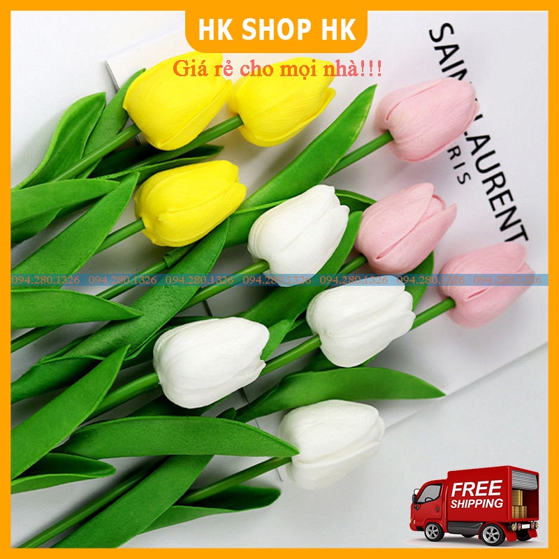 Hoa Giả - Hoa Tulip nhiều màu sắc 33cm trang trí xinh xắn, nhẹ nhàng, phụ kiện decor