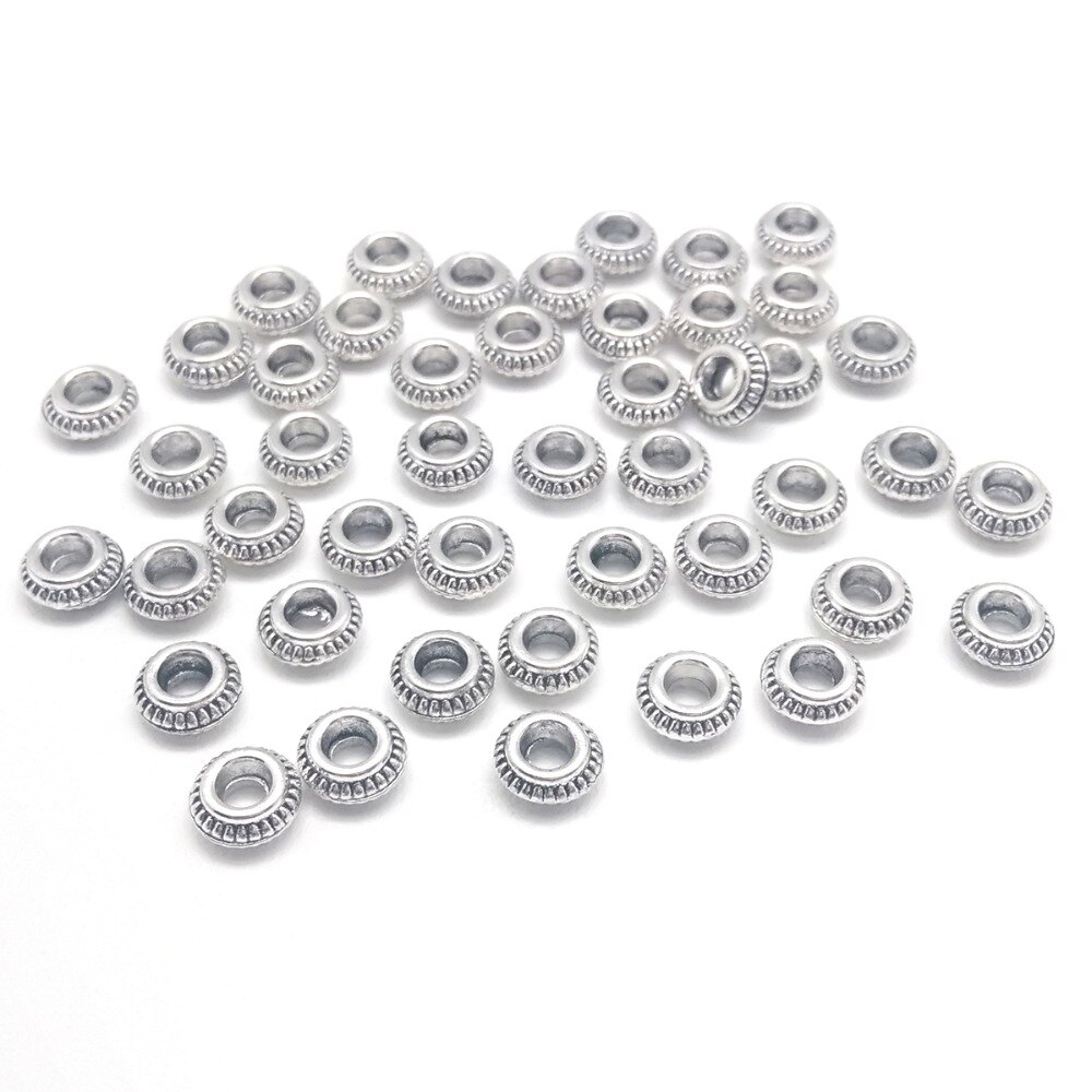 Bộ 50 Hạt Kim Loại Beadia Hình Tròn Kích Thước 7x3mm Dùng Làm Trang Sức DIY