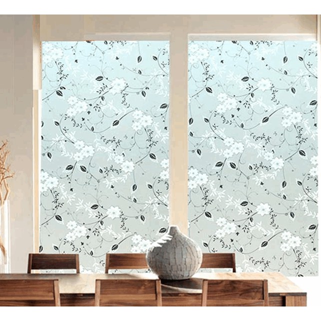 Cuộn 5m giấy dán kính hoa lá đen - 0.45m *5m