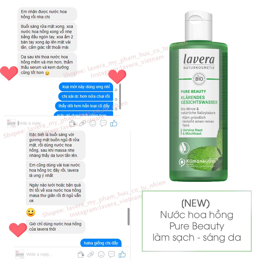 [New] Toner làm sáng da lavera - Pure Beauty Care - Mỹ phẩm hữu cơ tự nhiên Đức