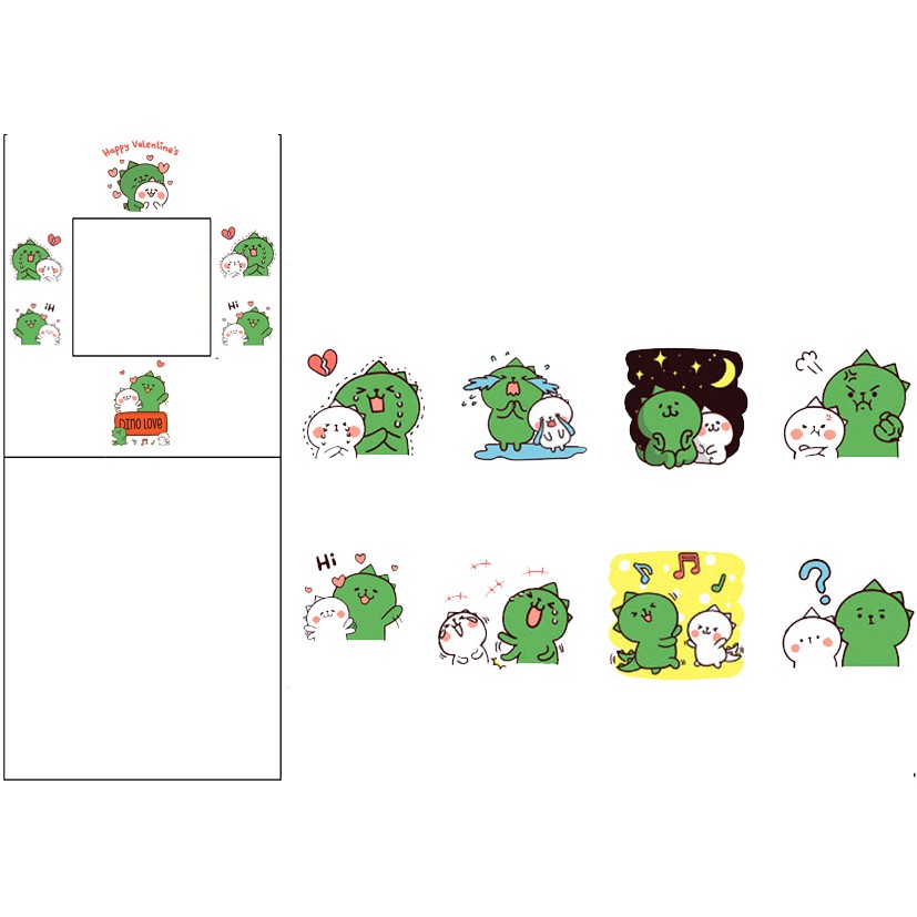 sticker khủng long cắt rời size to SCI18 có bao giấy cute dễ thương bullet journal