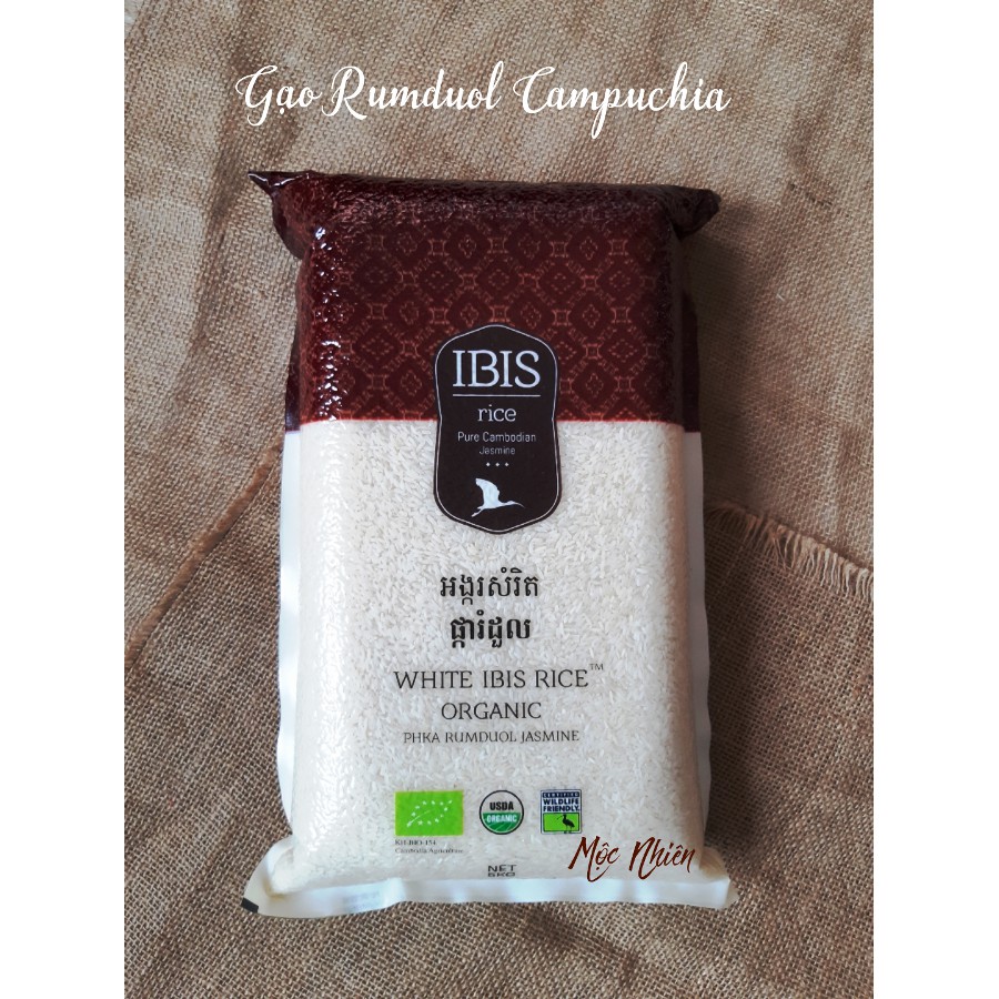 GẠO HƯƠNG NHÀI PHKAR ROMDOUL HỮU CƠ - HIỆU IBIS CAMPUCHIA - 5KG